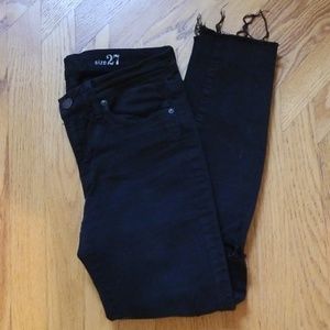 J. Crew toothpick black ripped up jeans